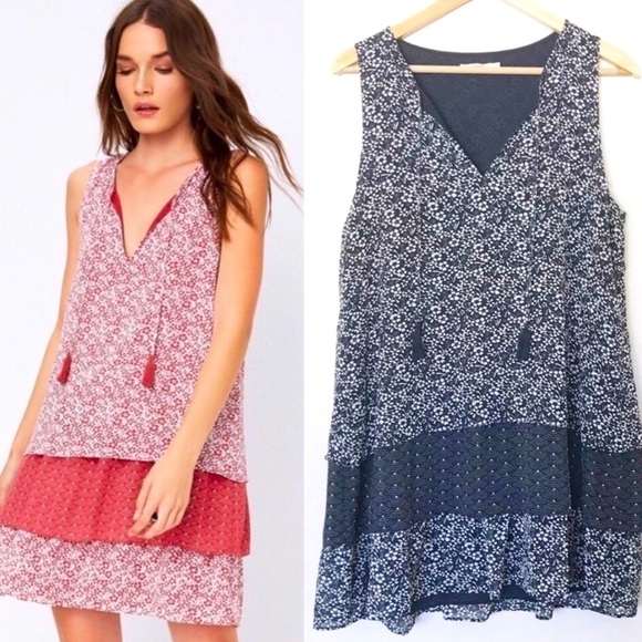TULAROSA Brady Navy Blue Layered Dress - Picture 1 of 9